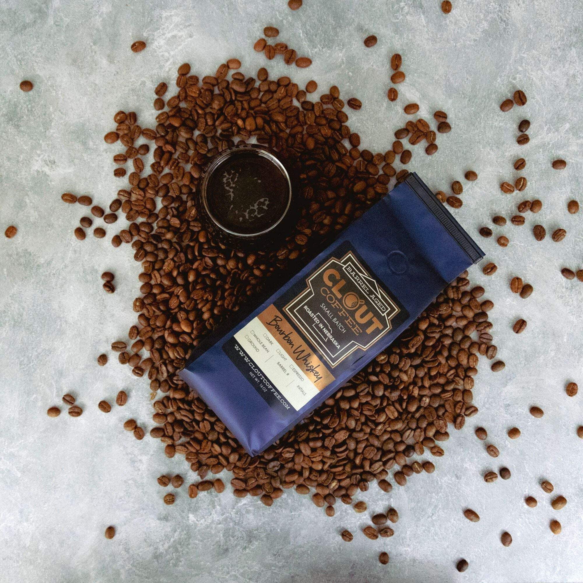 Bourbon Barrel Aged Coffee, Storyteller Espresso Roast, Whole Bean, 1 lb bag