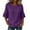 Purple, variant on Women's Round Neck Tops Solid Color Ruffle Trim 1/2 Length Sleeve Tops Casual Fashion Knot Blouses
