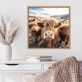 thumbnail image 3 of Kate and Laurel Sylvie Funny Animal Highland Cow Selfie Framed Canvas Wall Art by The Creative Bunch Studio, 22x22 Natural, Funny Cute Animal Art for Wall, 3 of 7