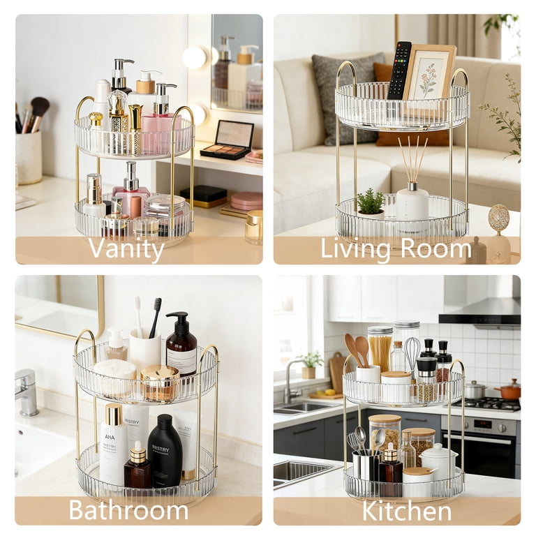 Asnews 360° Rotating 2-Tier Makeup Organizer photo 6