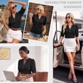 thumbnail image 2 of Whoinshop Summer Tops for Women 2026 Trendy Dressy Casual Blouse Puff Short Sleeve Shirts Knit Henley V Neck T Shirt Tunic, 2 of 7