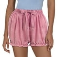 thumbnail image 6 of GEWSEY Women Gingham Boy Drewstring Shorts Smocked Plaid Bloomers Cute Frill Ruffle Sexy Micro Shorts Bottoms Y2k Pettipants (Red, XL), 6 of 6