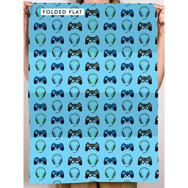 CENTRAL 23 - Gamer Wrapping Paper - Boys Wrapping Paper - 6 Sheets of Gift  Wrap - For Boy Men Boyfriend - Comes with Fun Stickers 