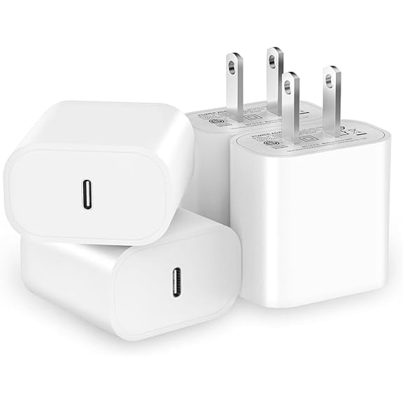 xixishop [4 Pack] USB C Charger Block Fast Charging,20W USB-C Power Adapter Type C Wall Chargers for i Phone 16/15/14/13/12/11/X/8, iPad, Samsung, Google, Galaxy & More