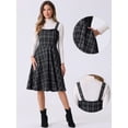 thumbnail image 2 of DARING DIVA Women's Sleeveless Square Neck Plaid A Line Pinafore Dresses XS Black, 2 of 6