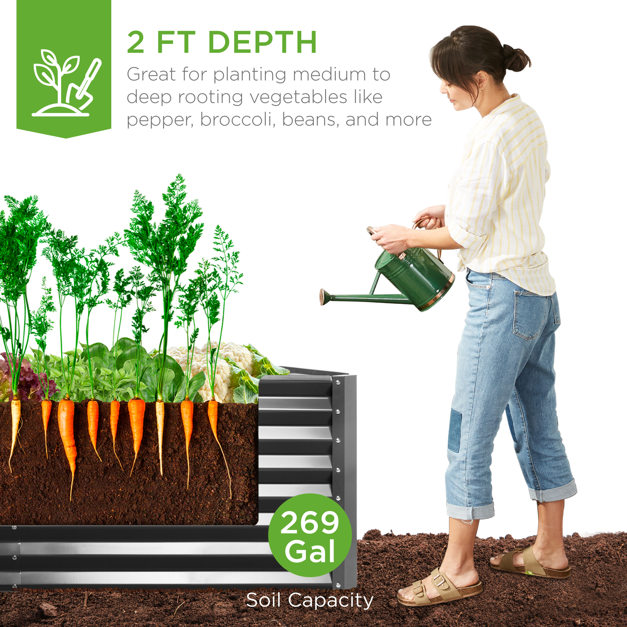 Best Choice Products 6x3x2 ft Raised Garden Bed, Gray photo 3