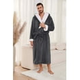 thumbnail image 3 of U2SKIIN Mens Ultra Soft Plush Bathrobe with Hood, Warm Fleece Robe with Pockets Spa Robes for Men Cozy Fluffy Fuzzy(Dark Grey, S/M), 3 of 4