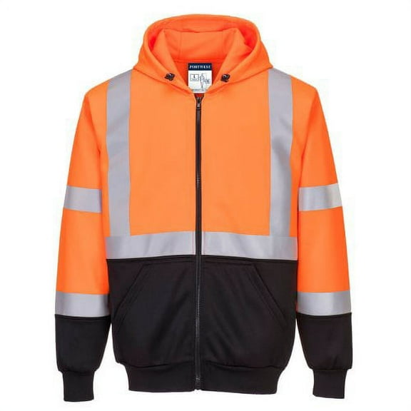 Portwest Hi-Vis Two-Tone Zipped Hoodie, Size: XL (UB315OBRXL)