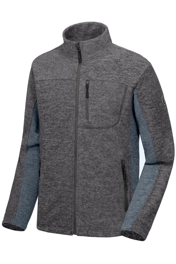 Men's Lightweight Recycled Polar Fleece Jacket Winter Warm Hiking Golf Running Travel Jacket Dark Grey Heather S