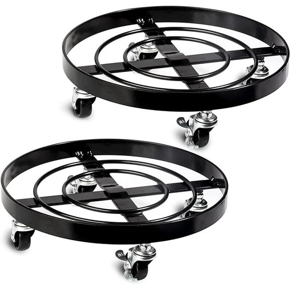 CERBIOR Metal Plant Caddy Heavy Duty Plant Stands Pot with 4 Rolling Wheels Indoor/Outdoor Holds Up 12 Inches and 80 Lbs Strong and Sturdy Design 2 Pack, Round, Black