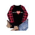 thumbnail image 2 of Seyurigaoka Women Valentine's Plus Size T-shirt, O-Neck Plaid Long Sleeves Love Heart Pattern Letter Pullover Tops, 2 of 4