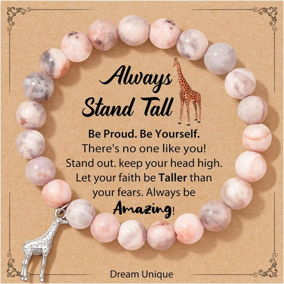 𝗔𝗹𝘄𝗮𝘆𝘀 𝗦𝘁𝗮𝗻𝗱 𝗧𝗮𝗹𝗹 𝗚𝗶𝗿𝗮𝗳𝗳𝗲 Charm Bracelet Gifts for Giraffe Lovers, Inspired Giraffe Jewelry Gifts for Women Girls