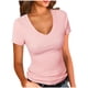 thumbnail image 1 of Blusas de Encaje de Manga Corta con Capucha de Cuello en V, 95% Poliéster 5% Spandex Camiseta de Manga Corta con Capucha, 1 of 7