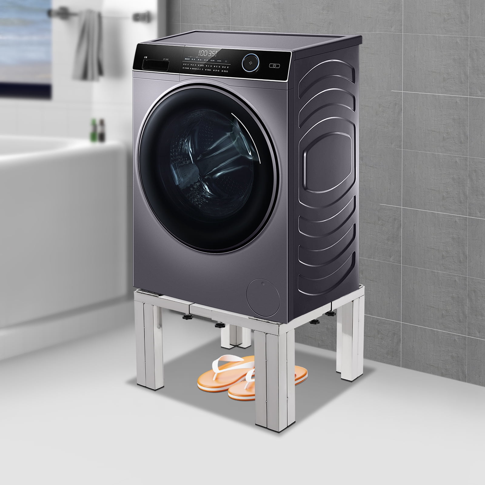 Dwellnix Adjustable Washing Machine Stand, Stainless Steel, Supports up to 1102 lbs, Riser for Washer, Refrigerator, and Other Large Appliances, Easy to Assemble