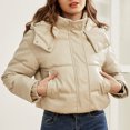 thumbnail image 4 of Dwaogom Fashion Woman Long Sleeve Solid Winter Jacket Outerwear Zipper Blouse Coat Tops Sweater Coat Women'S Waffle Knit Shacket, 4 of 6