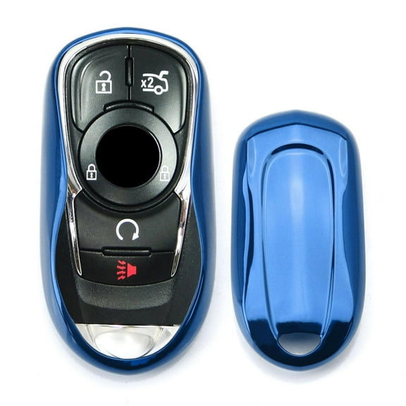 Chrome Finish Blue TPU Key Fob Protective Cover Case For Buick 2016-up Envision, 2017-up Lacrosse Encore, 2018-up Regal Enclave