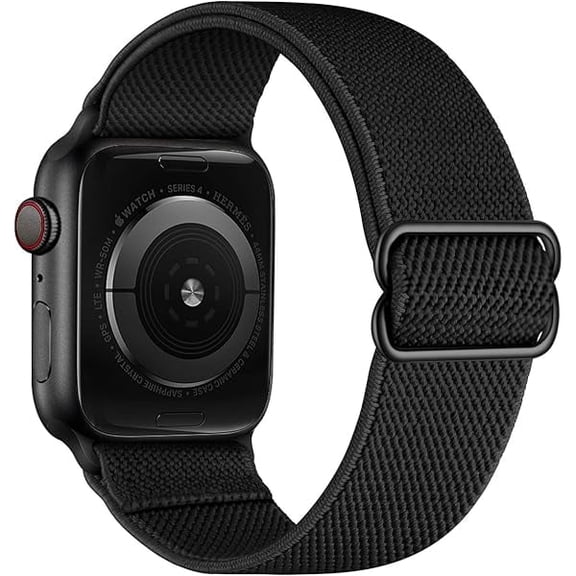 XL Stretch Solo Loop Band Compatible with Apple Watch Series 11/10/9/8/7/6/5/4 SE Ultra 3/2/1 49mm 46mm 45mm 44mm, Adjustable Elastic Nylon Braided Sport Strap for iWatch Women Men, Black