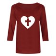 thumbnail image 2 of TaTaai Spring Top for Women Easter Cross Print 3/4 Sleeve Round Neck Casual Loose Fit T Shirt Fashion Blouse Soft Lightweight for Summer Daily Outing Gift, 2 of 6