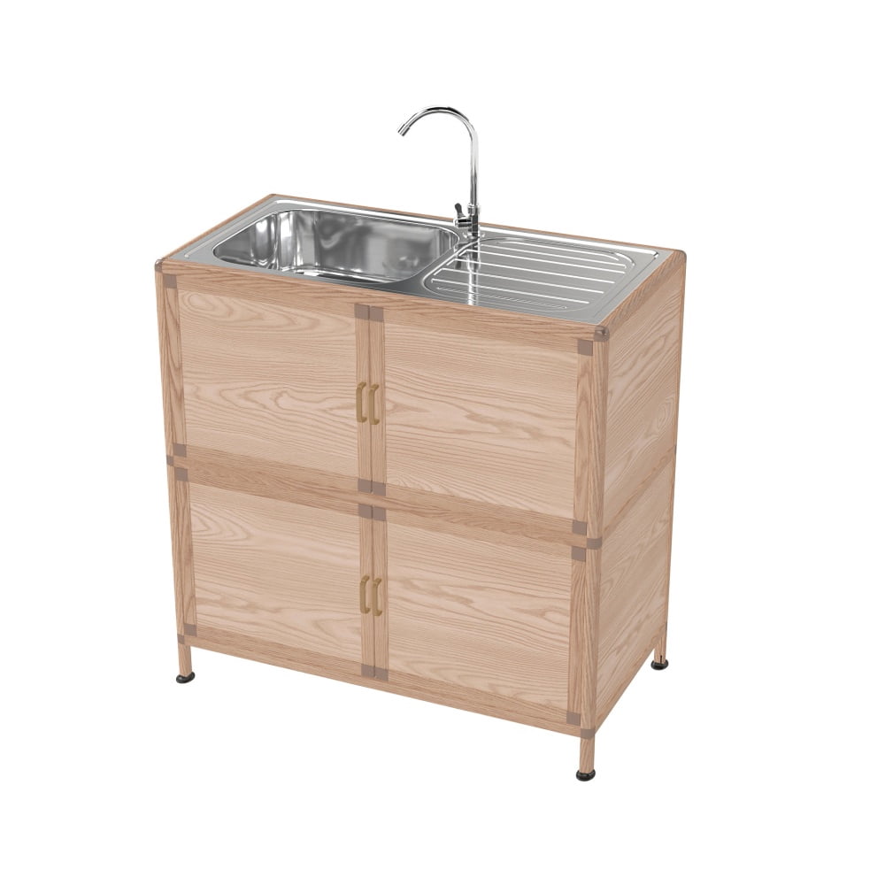 Freestanding Stainless Steel Utility Sink with Cabinet, Laundry & Outdoor Sink Station (32.68"D x 16.93"W x 32.68"H)
