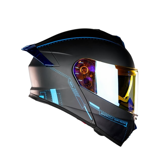 Casco Abatible De Moto Kov Thunder Racing Azul Dot