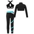 thumbnail image 2 of ZDHoor Girls Activewear Set Crop Top with Sports Bras and Leggings Dance Gym Athletic Tracksuit Green 8, 2 of 4