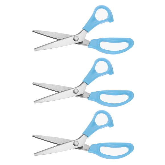 Uxcell 3pcs Sewing Scissors Serrated Tailor Scissors Stainless Steel Shears for Fabric Cutting Embroidery Sewing Handcraft DIY Tool Blue