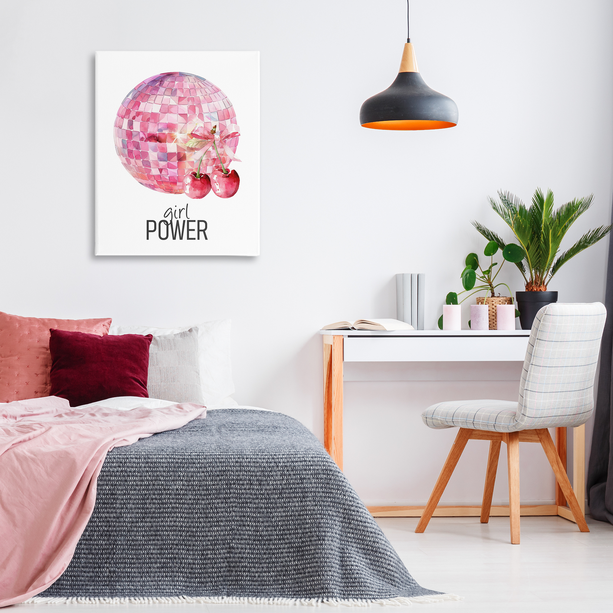 Girl Power Disco Cherries Canvas Wall Art, design by Kim Allen
