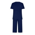 thumbnail image 4 of Summer Savings Clearance! yievot Women's Casual Pajama Set 2 Piece Loungewear Short Sleeve V Neck T-Shirt and Capri Pants Sleepwear Set, 4 of 8