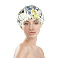 thumbnail image 3 of Kll Wildflower Honeybee Pattern Shower Cap & Bath Cap For Women,Reversible Oversized Waterproof Shower Caps For All Hair Lengths,Elastic Reusable Bathing Hair Cap, 3 of 9