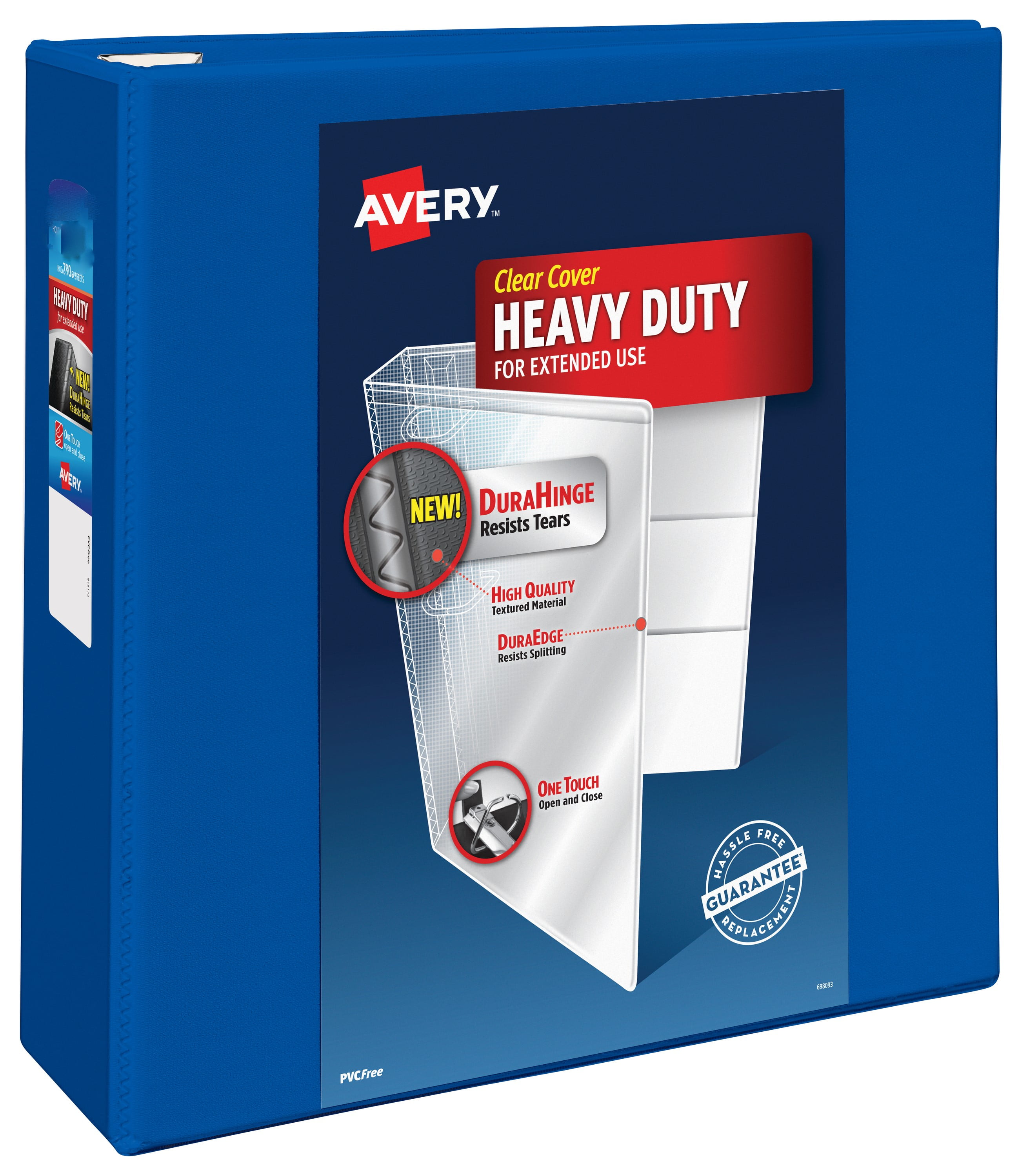 Avery Heavy Duty View Binder, Blue, 1.5-inch, Slant Ring, One-Touch, 375 Sheets