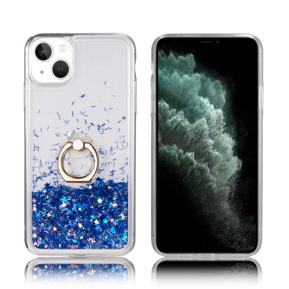 Bemz Waterfall (Liquid Glitter Stand Holder) Case Compatible with iPhone 14 Plus - Blue