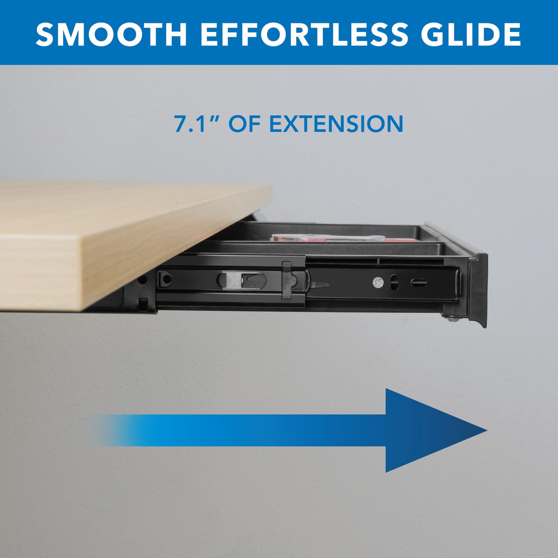 Mount-It! Under Desk Drawer - Shallow, securely beneath your tabletop for seamless storage expansion, Black