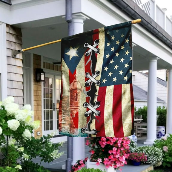 FLAGWIX American House Flag (29.5" x 39.5")-Puerto Rico American Flag - Polyester Indoor Outdoor Flags