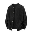 thumbnail image 3 of Betivan Mens Cable Knit Cardigan Sweater Crew Neck Casual Button Down Sweaters Long Sleeve Fall Winter Outwear, 3 of 4