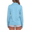 thumbnail image 5 of Hearthz Women Polo Shirt 3 Button Long Sleeves Shirts for Women Relaxed Fit Solid Color Women Shirts Uniform Tops Sky Blue L, 5 of 6