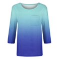 thumbnail image 4 of Lightweight Tank Top for Women Women's Fashion Casual Three Quarter Sleeve Print Round Neck Pullover Top Blouse, 4 of 5