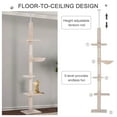 thumbnail image 6 of SSyao 106” Adjustable Height Cat Tree – Floor-To-Ceiling Vertical Design, Perfect for Feline Climbing & Rest,Beige, 6 of 12