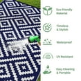 thumbnail image 2 of DEORAB Outdoor Rugs Waterproof Plastic Straw Mat 9'x12' Reversible for RV Patio Deck Beach Navyblue & White, 2 of 6