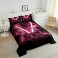 thumbnail image 4 of Erosebridal Futuristic Lightsaber Bedding Queen Comforter Set, Galaxy Down Comforter, Neon Lightning Decor, Reversible 3pcs, 4 of 8