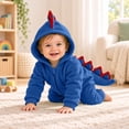 thumbnail image 5 of Baby Boys Long Sleeve Hooded Zip up Jumpsuit Dinosaur Costume Warm Infant Baby Clothes Halloween Party Clothes Halloween Costumes Kids Boys Size 0-9 Months, 5 of 8