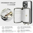 thumbnail image 4 of for iPhone 12 Pro / 12 6.1" Case Wallet, Crossbody Zipper Purse Handbag with RFID Blocking Card Slots Kickstand, Detachable Shoulder Lanyard Flip Style PU Leather Shockproof Case,White, 4 of 9