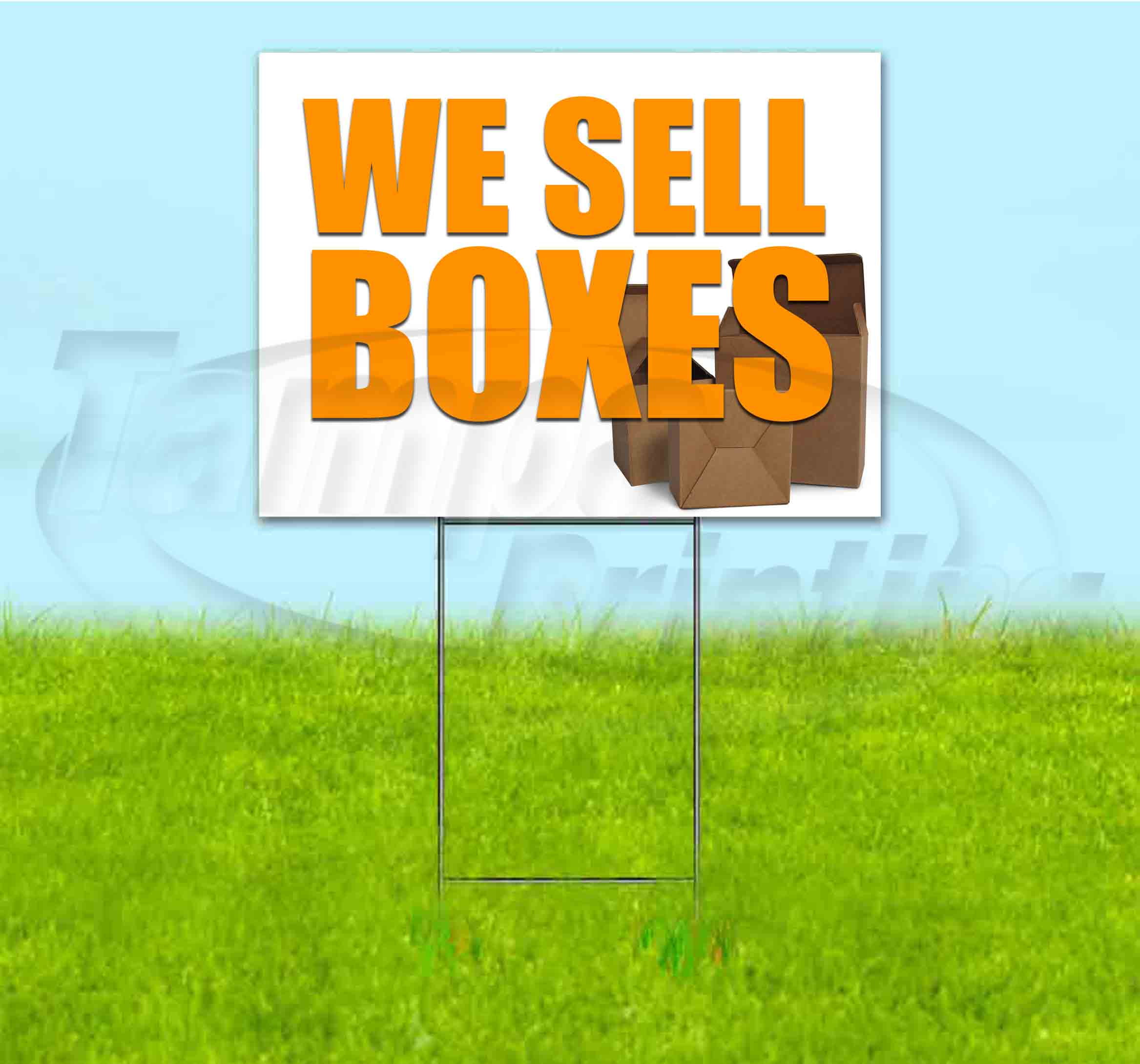 We Sell Boxes (18" X 24") Yard Sign, Includes Metal Step Stake