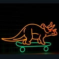 thumbnail image 2 of Handmadetneonsign Triceratops Dinosaur Skateboarding Neon Sign, Skateboard Wall Art Decor, Skateboard Player Room Wall Decor, 2 of 5