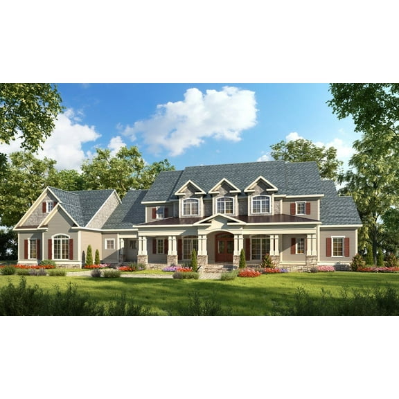 638-3277: Craftsman Traditional 5 Bed, 7 Bath Luxury Home Plan, 6800 Sq Ft: Full Blueprints with License to Build by Home Plan Marketplace - Lesuto