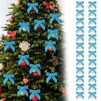 Velvet Bows For Christmas Tree,24PCS Blue Small Velvet Christmas Bows for Christmas Tree, Twist Tie Bows for Xmas Tree, Wreath, Gift Wrapping, Candy Bags, Home Decor Party Decor