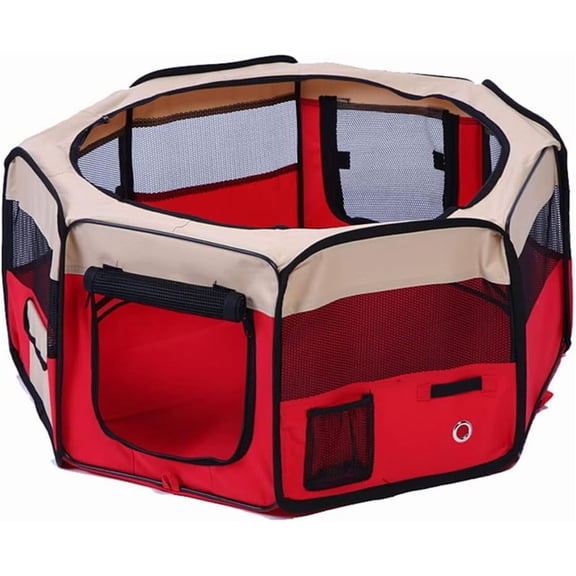 TJOUL 48" Pet Puppy Dog Playpen Exercise Pen Kennel 600d Oxford Cloth Pink