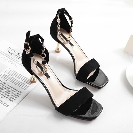 

Women Shoes Single Band Buckle Ankle Strap Thin Heel Sandal for Spring Summer 37