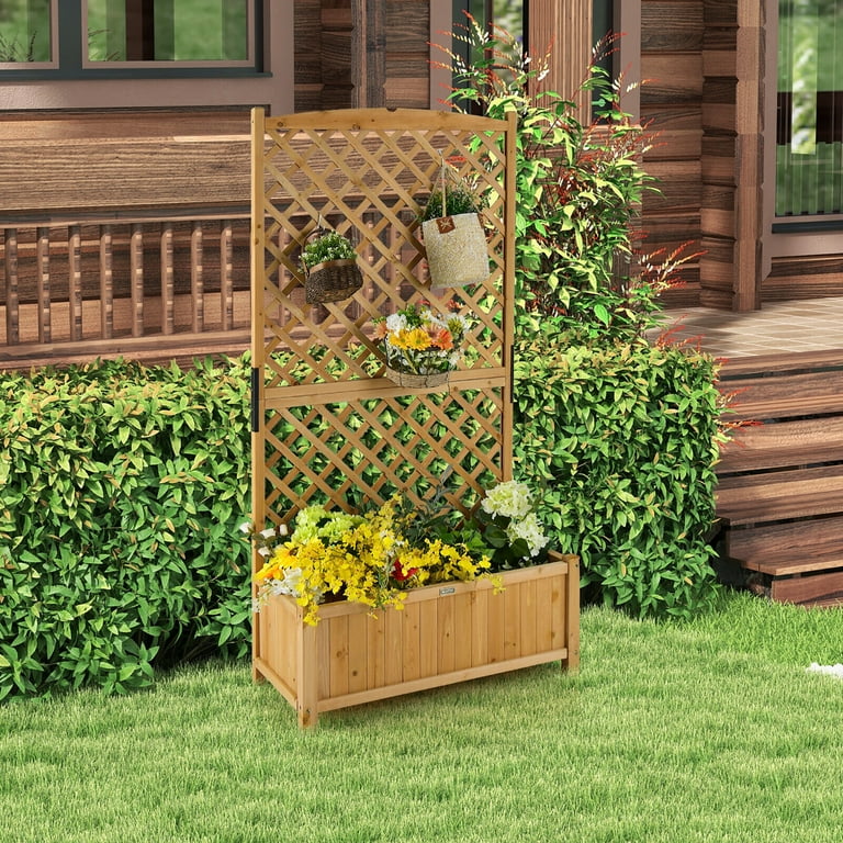 Gymax Wood Outdoor Box Standing Raised Garden Bed w/ Metal Gymax Wood Outdoor Box Standing Raised Garden Bed w/ Metal
