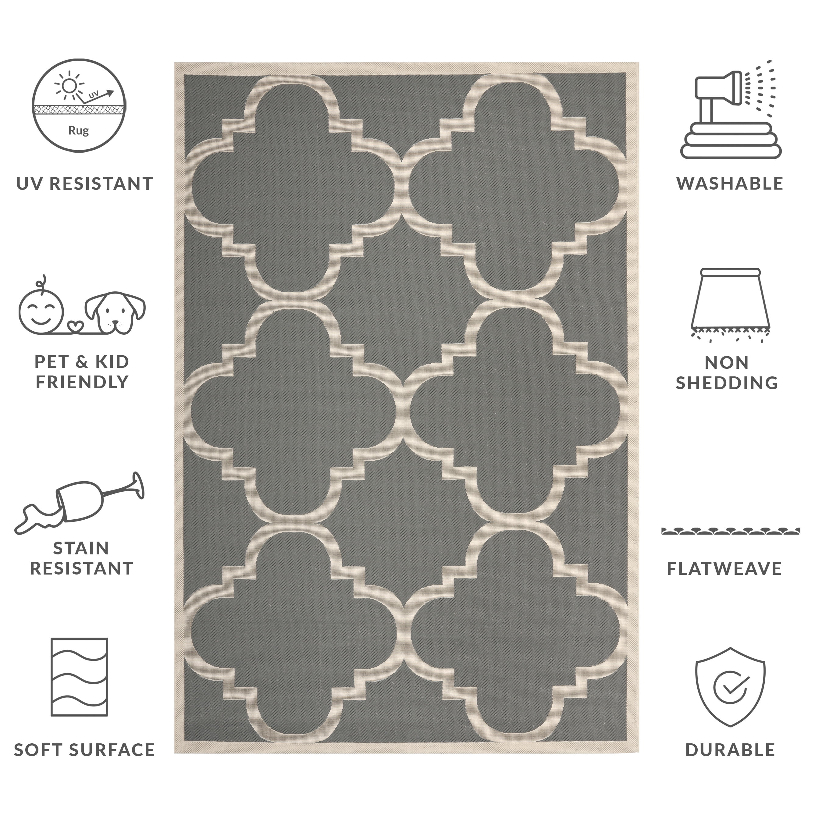 Safavieh Courtyard Becky Geometric Indoor/Outdoor Area Rug, Gray/Beige, 5'3" x 5'3" Square