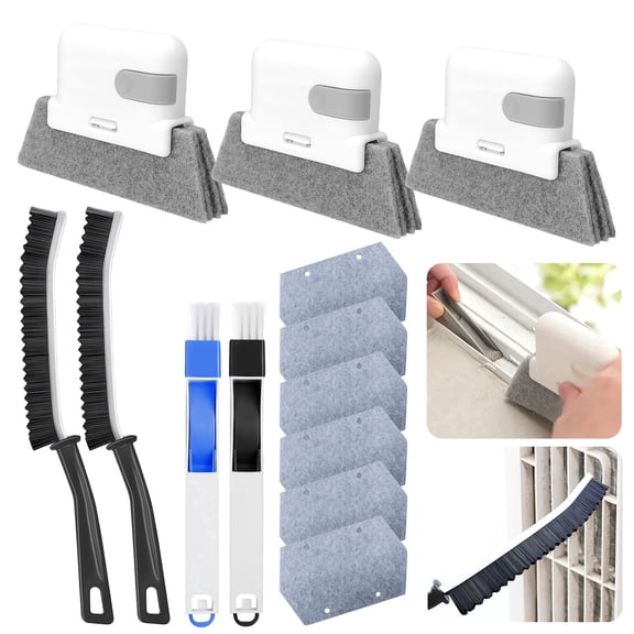 EEEkit 13pcs Window Track Cleaner Brush Set, Crevice Cleaning Tool Kit for Sliding Door Tracks, Keyboard, Car Air Vents and Tight Spaces